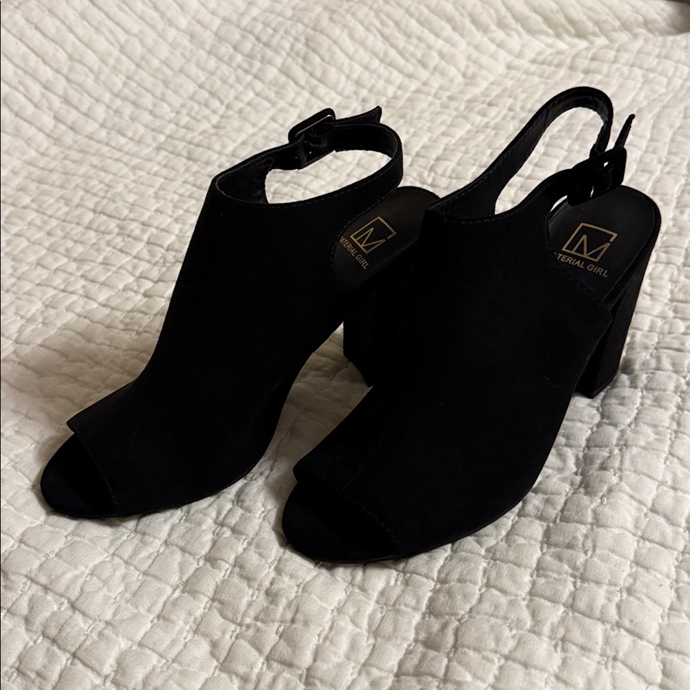 Material Girl Black Peep-Toe Heels